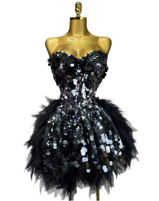 Sparkly Black Sequins Dress