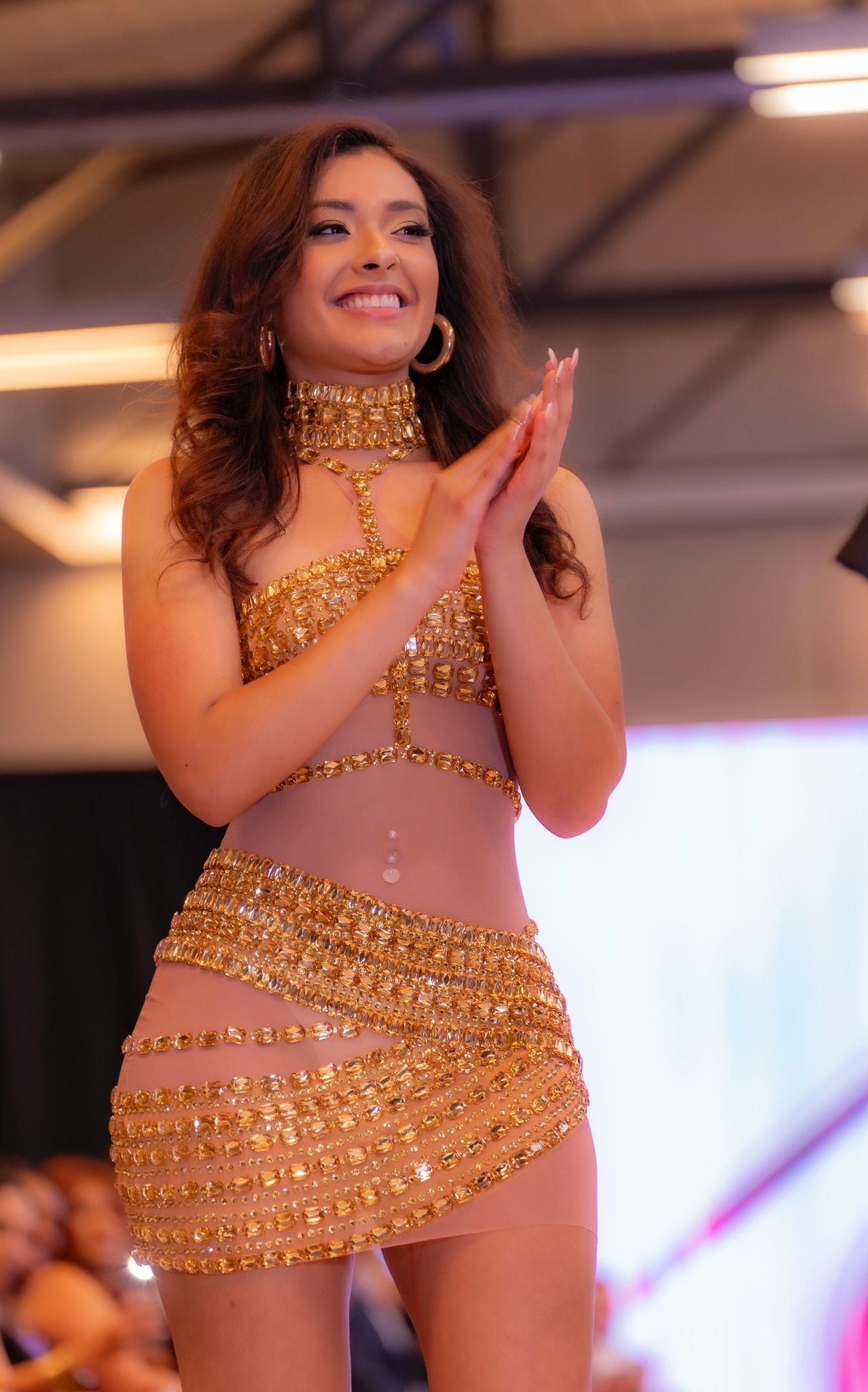 Fantasy Sparkly Gold Rhinestone Dress